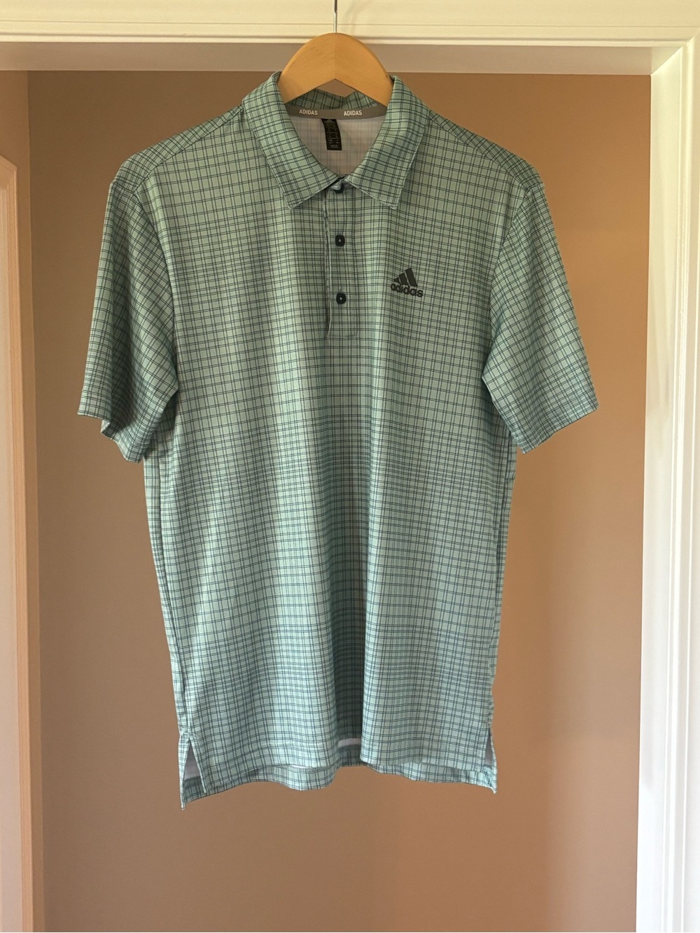 adidas Mint Green Grid Performance Polo